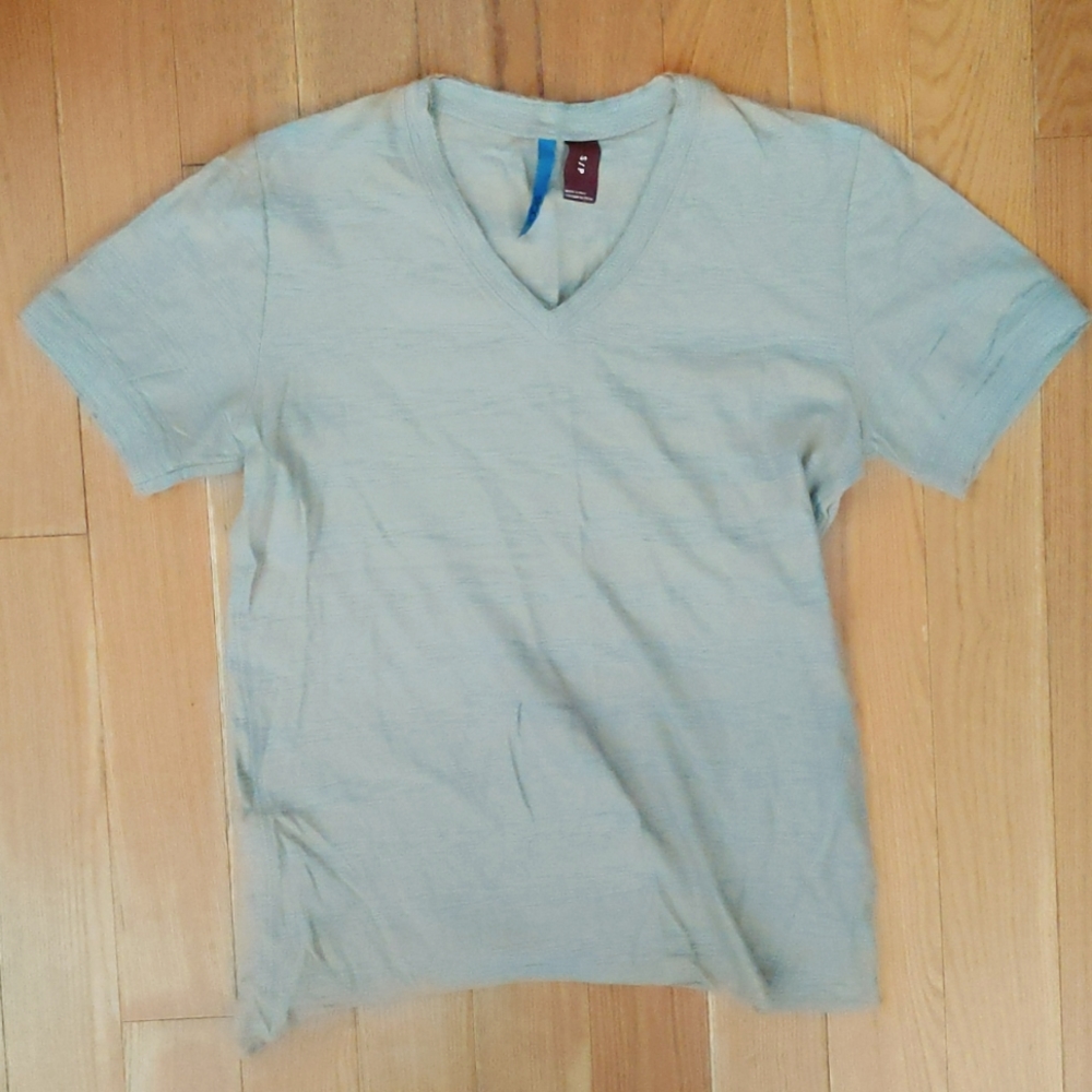 Stock x Urban Outfitters Striped V Neck Shirt Tan Gray Men's Small